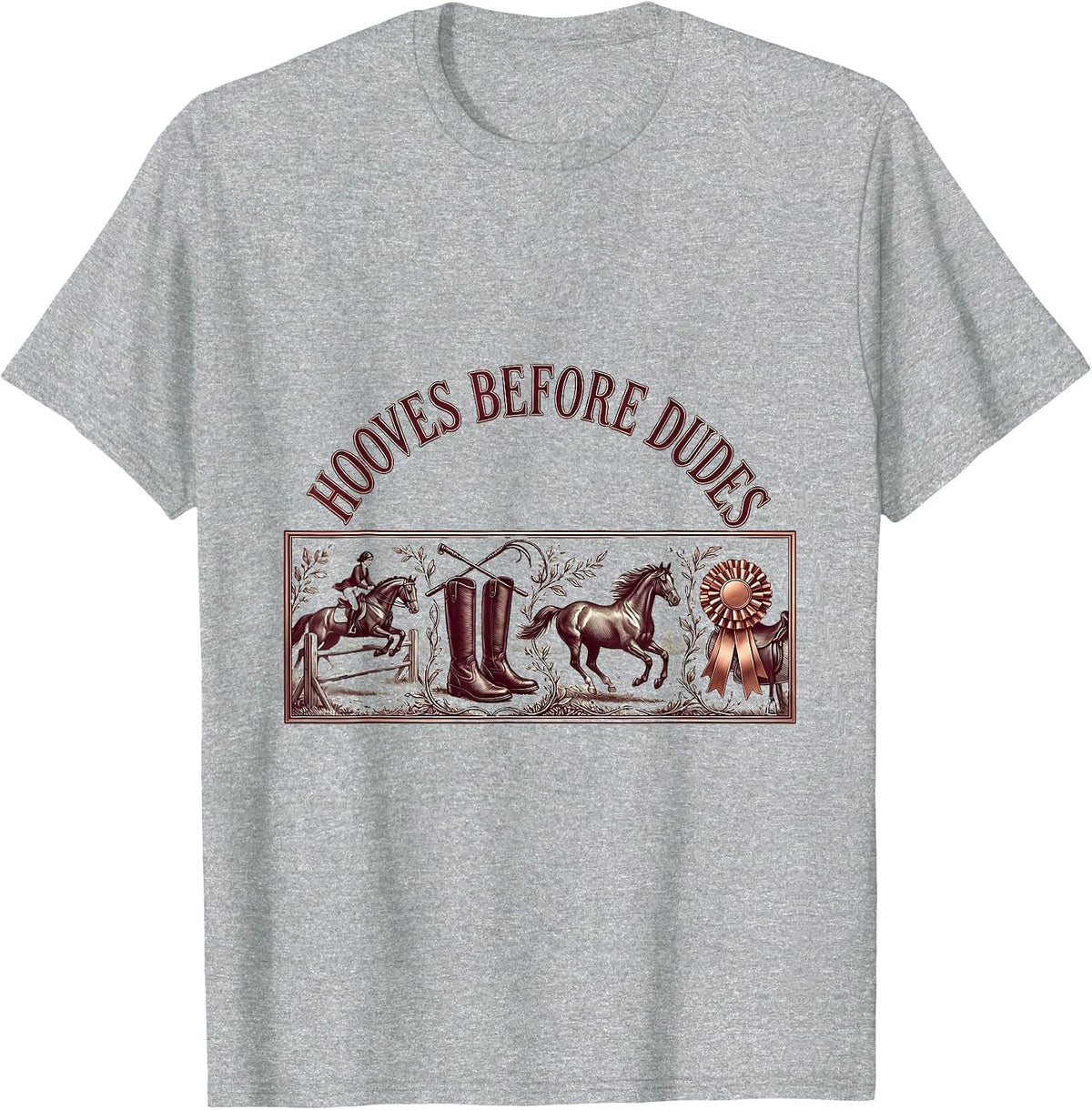 Men's Hooves Before Dudes Equestrian Design T-Shirt - Heather Grey