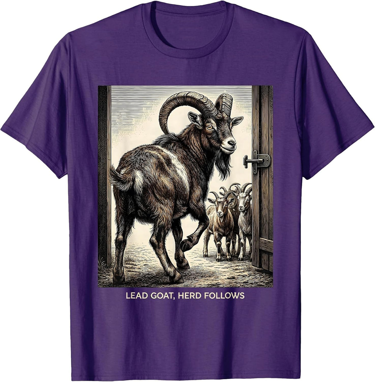 Lead Goat Herd Follows Funny Goat Lover Farmer Gift T-Shirt - Purple