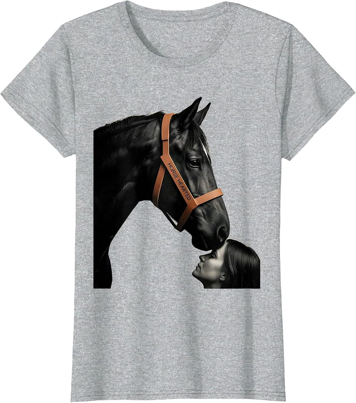 Horse Hearted Minimalist Horse Lover Girl Humor T-Shirt - Heather Grey