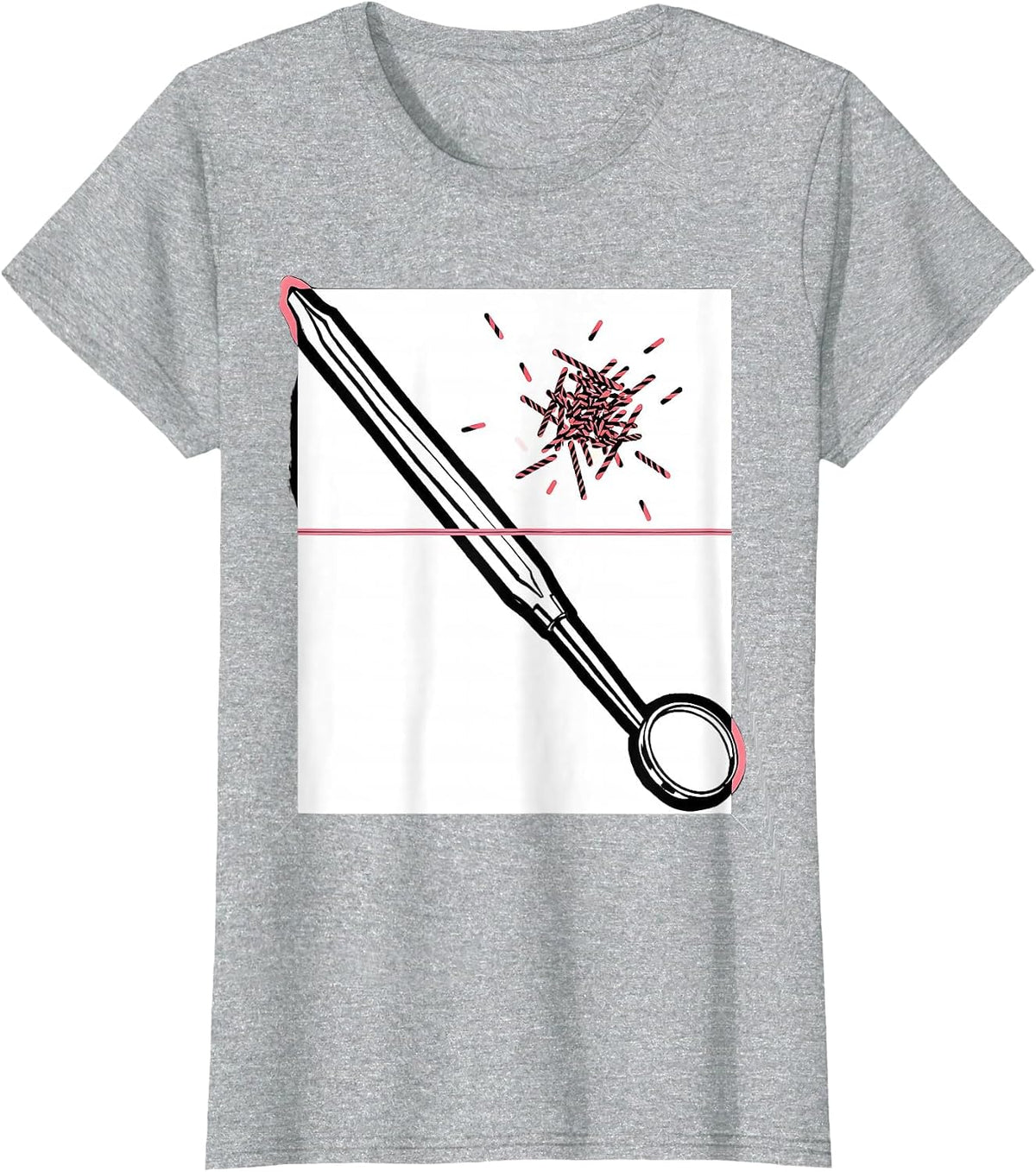 Dental Explorer Christmas Dentist Novelty Humor T-Shirt - Heather Grey