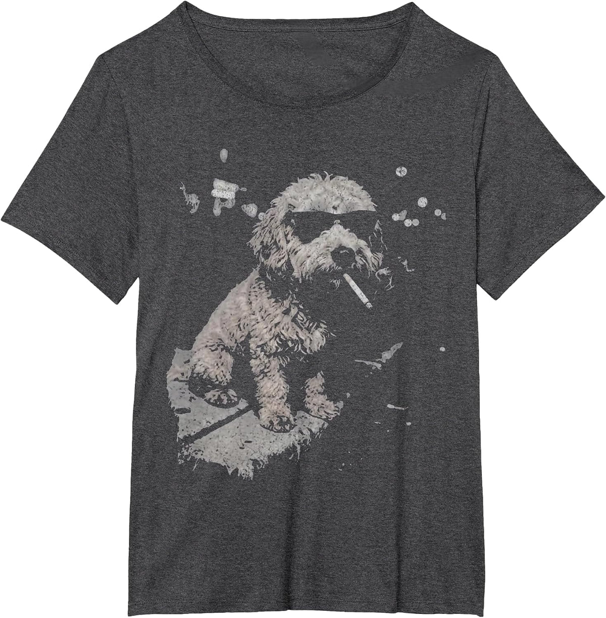 Dog Smoking Cigarette Funny Goldendoodle Meme T-Shirt - Dark Heather Grey