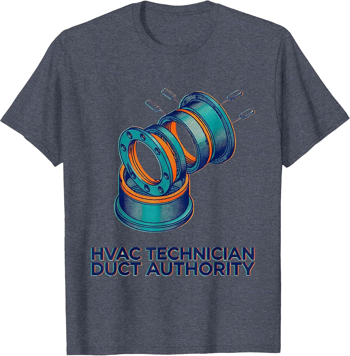 HVAC Technician, Duct Authority Funny HVAC Tech Gift T-Shirt - Heather Blue