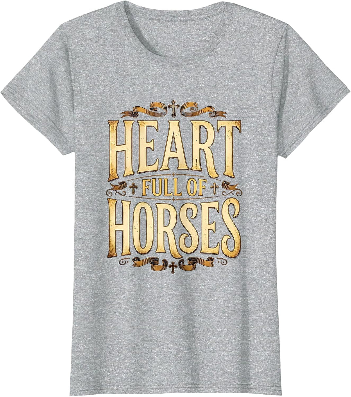 Heart Full of Horses Equestrian Design T-Shirt - Heather Grey