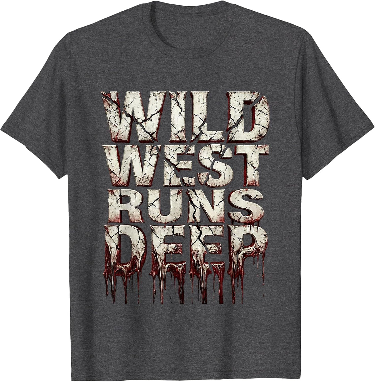 Men's Wild West Runs Deep Western Heritage Design T-Shirt - Dark Heather Grey