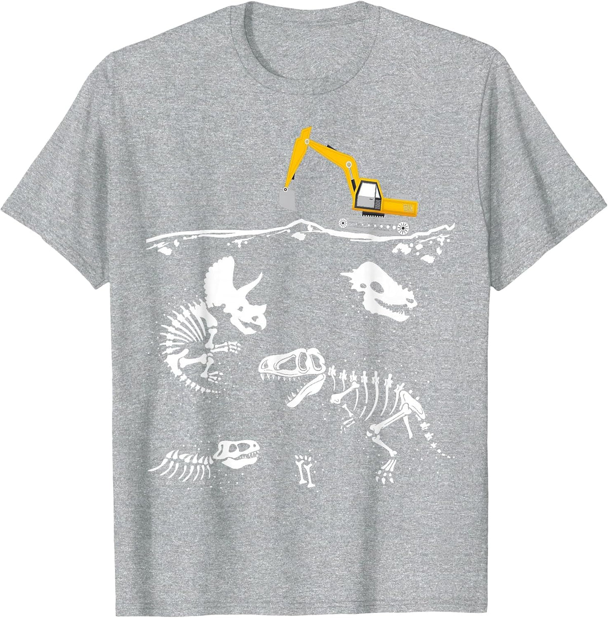 Dinosaur Fossils Digging Excavator Dinos Skeleton T-rex T-Shirt - Heather Grey