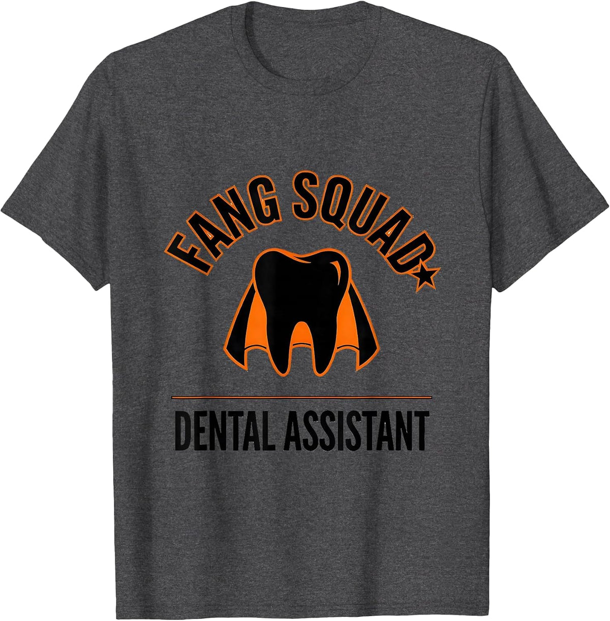 Fang Squad Dental Assistant Halloween Dental Team Costume T-Shirt - Dark Heather Grey