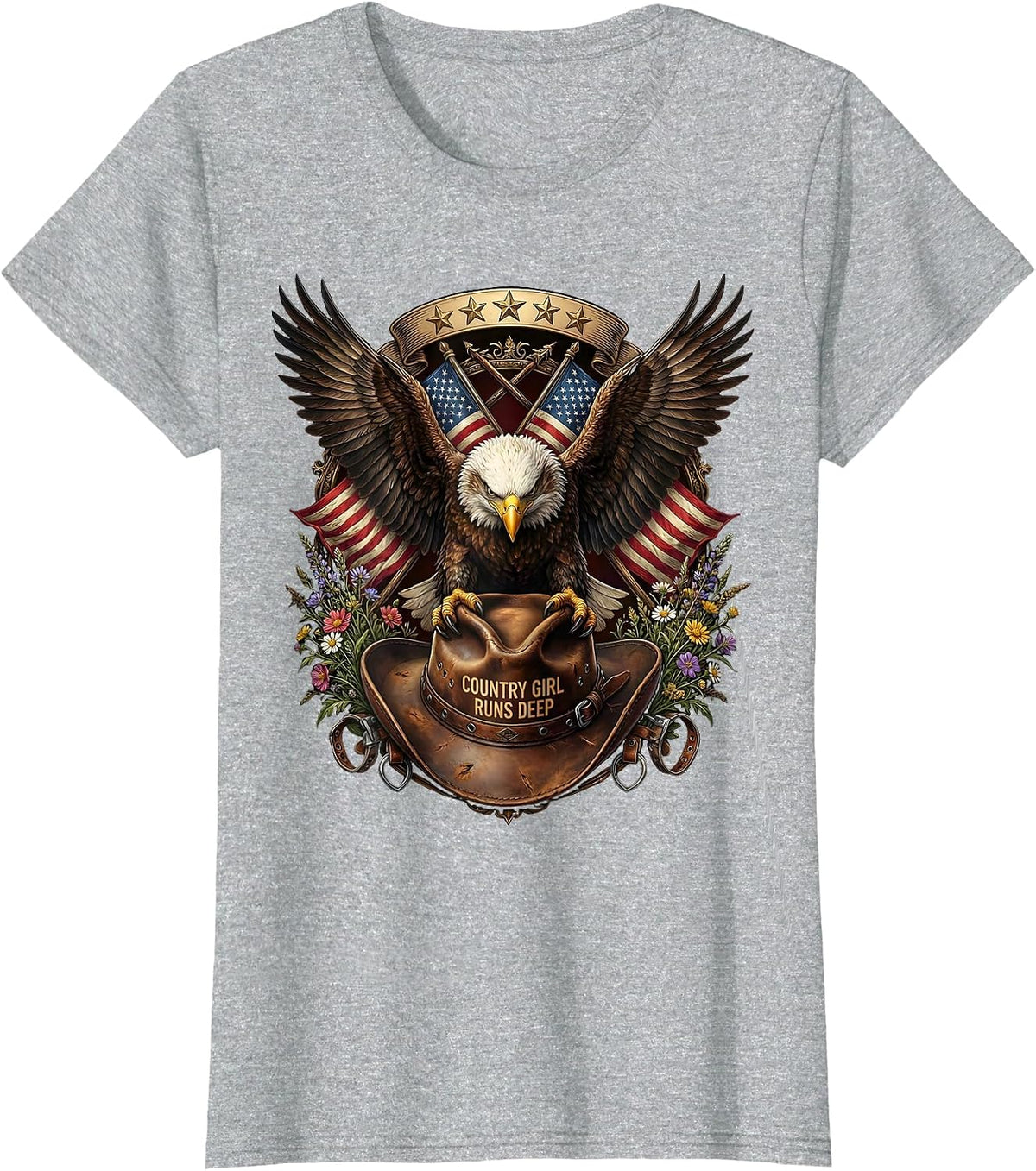 Country Girl Runs Deep Cowboy Western Design T-Shirt - Heather Grey