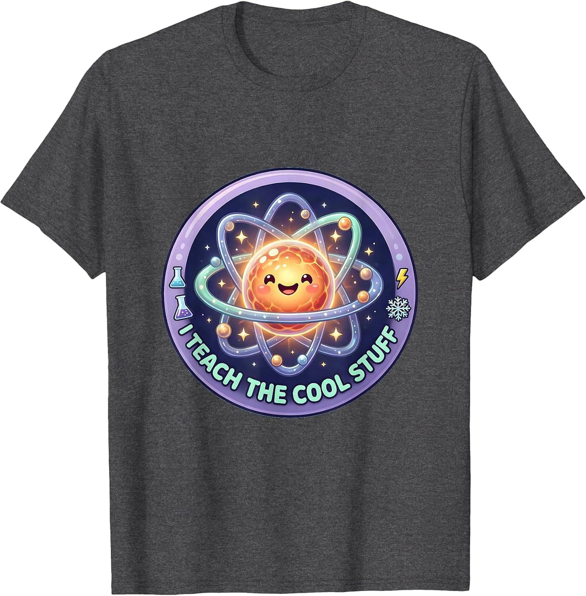 Men's I Teach The Cool Stuff Science Teacher Design T-Shirt - Dark Heather Grey