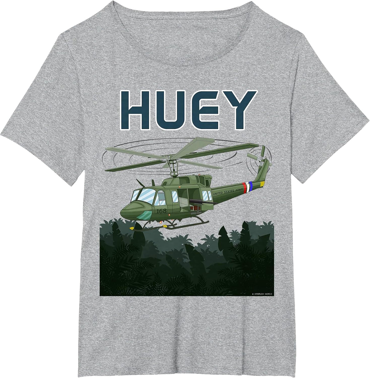 Huey Army Helicopter Military Armed Forces Helicopter T-Shirt - Heather Grey