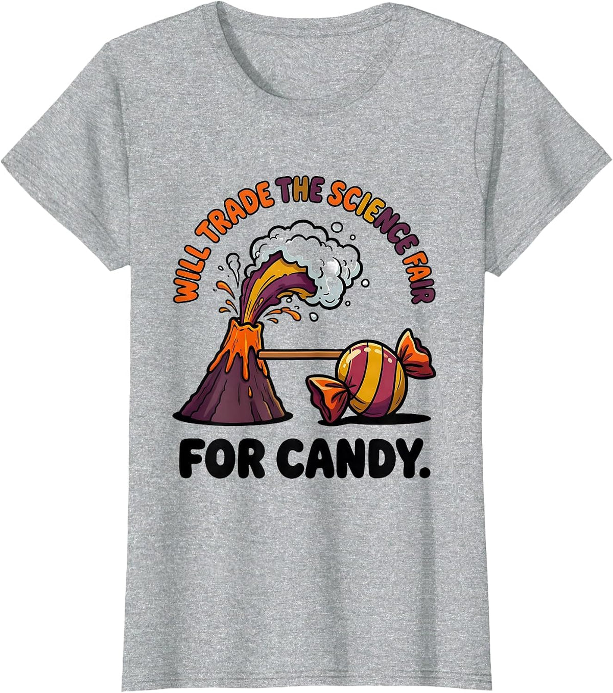 Will Trade The Science Fair For Candy Teacher Halloween T-Shirt - Heather Grey