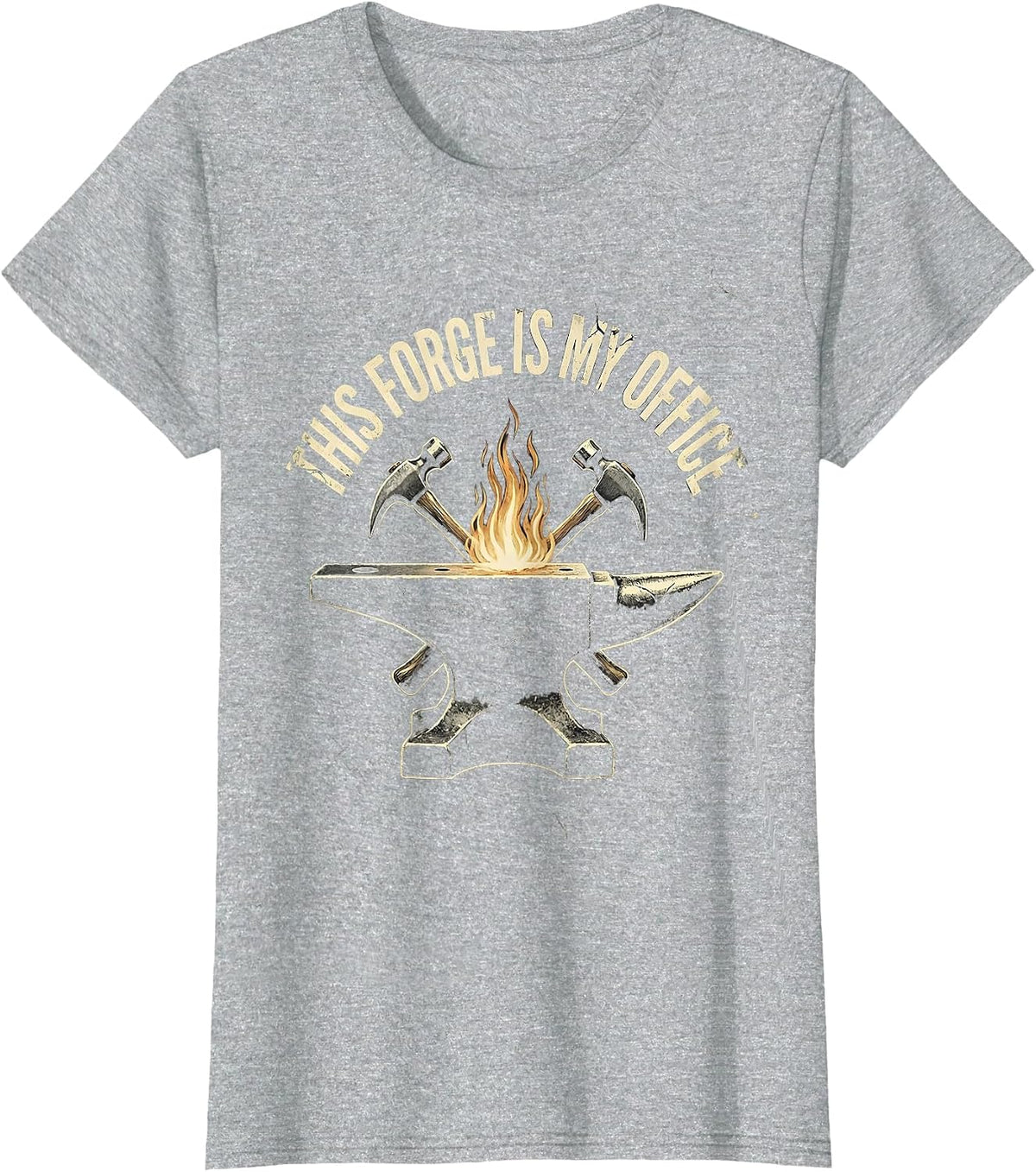 This Forge Is My Office Distressed Blacksmith Forge Humor T-Shirt - Heather Grey