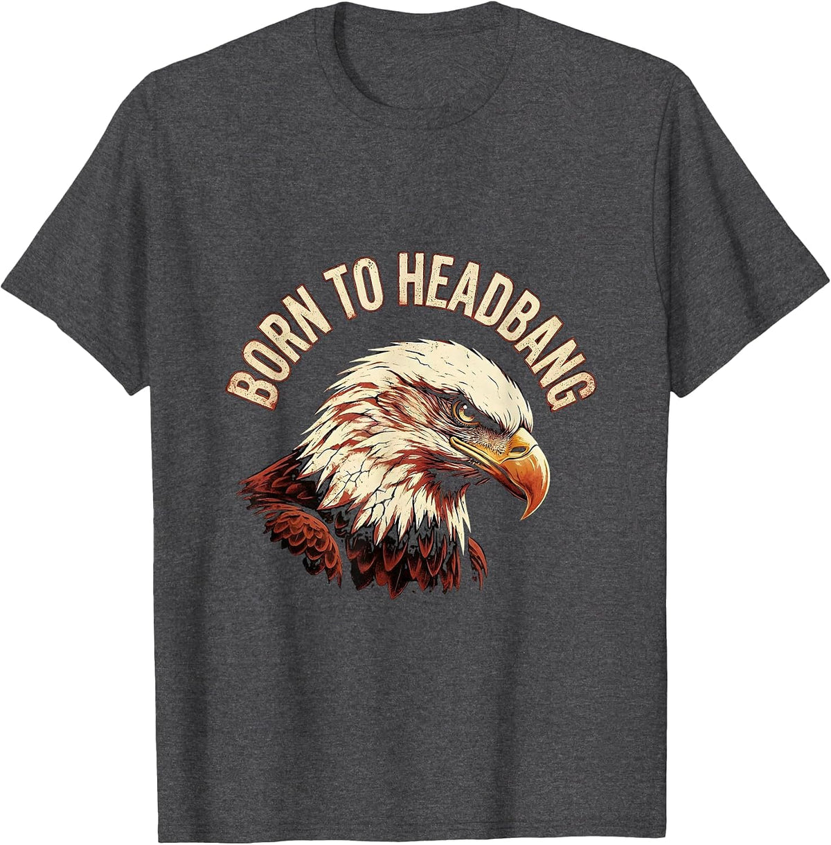Born to Headbang Heavy Metal Graphic Design T-Shirt - Dark Heather Grey