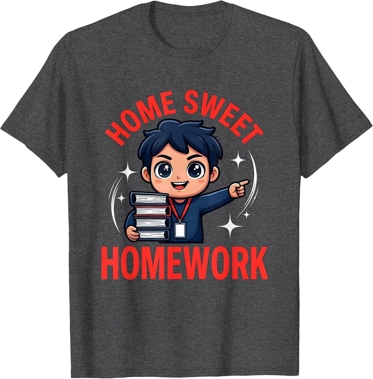 Men's HOME SWEET HOMEWORK Funny Teacher Appreciation T-Shirt - Dark Heather Grey