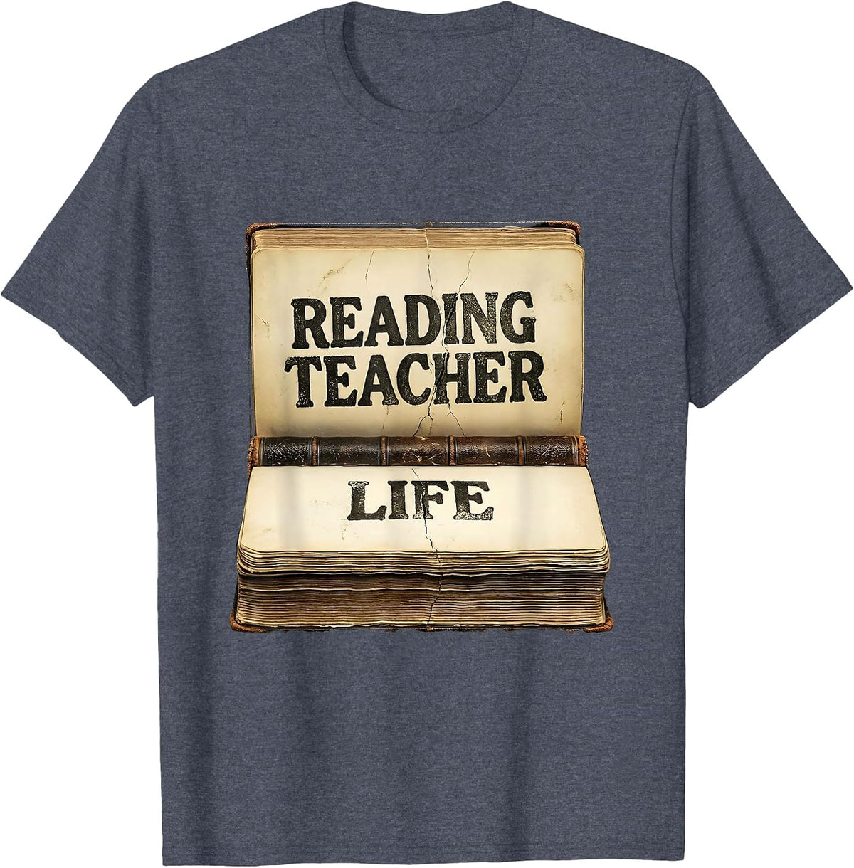 Reading Teacher Life Graphic Design T-Shirt - Heather Blue