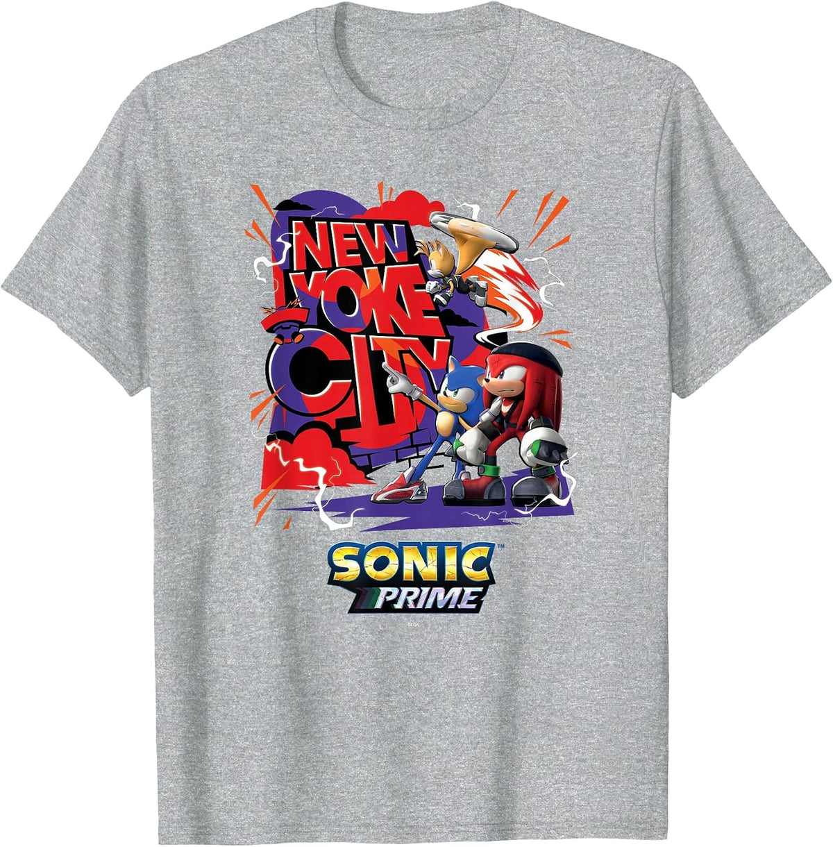 Sonic the Hedgehog, Sonic Prime - New Yoke City Trio T-Shirt - Heather Grey