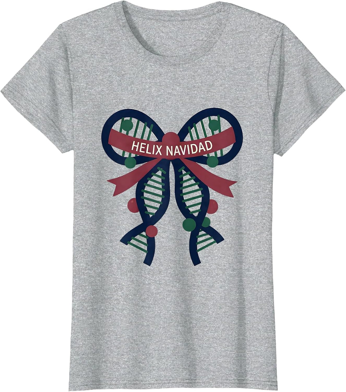 Women's Helix Navidad Editorial Conceptual Science Teacher DNA Humor T-Shirt - Heather Grey