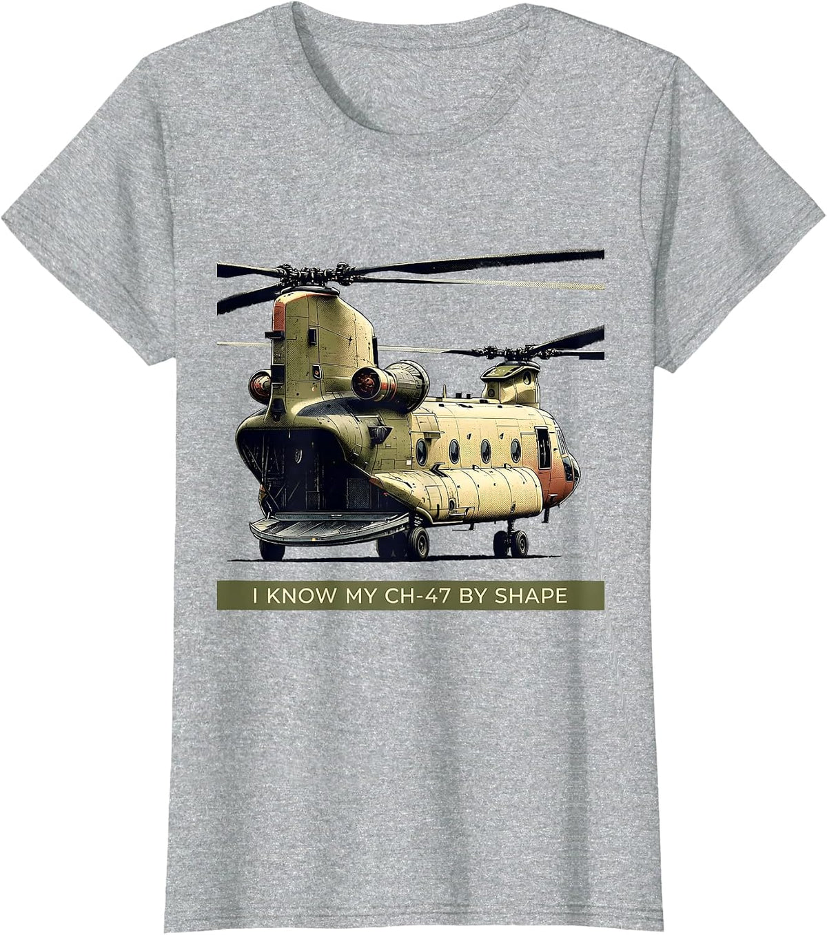 I Know My CH-47 By Shape Military Helicopter Pilot Aviation T-Shirt - Heather Grey