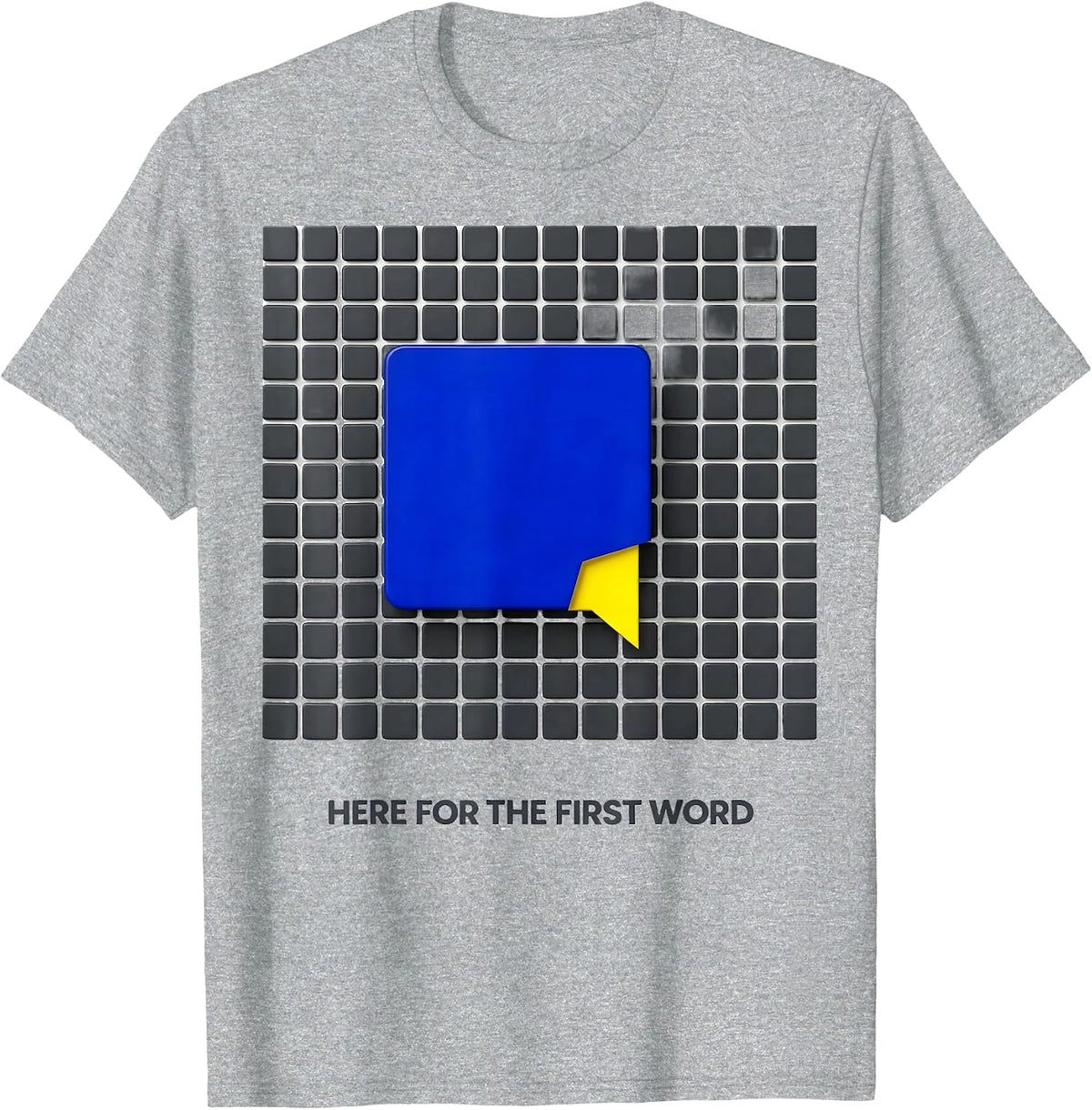 Men's Here For The First Word Geometric Speech Language T-Shirt - Heather Grey