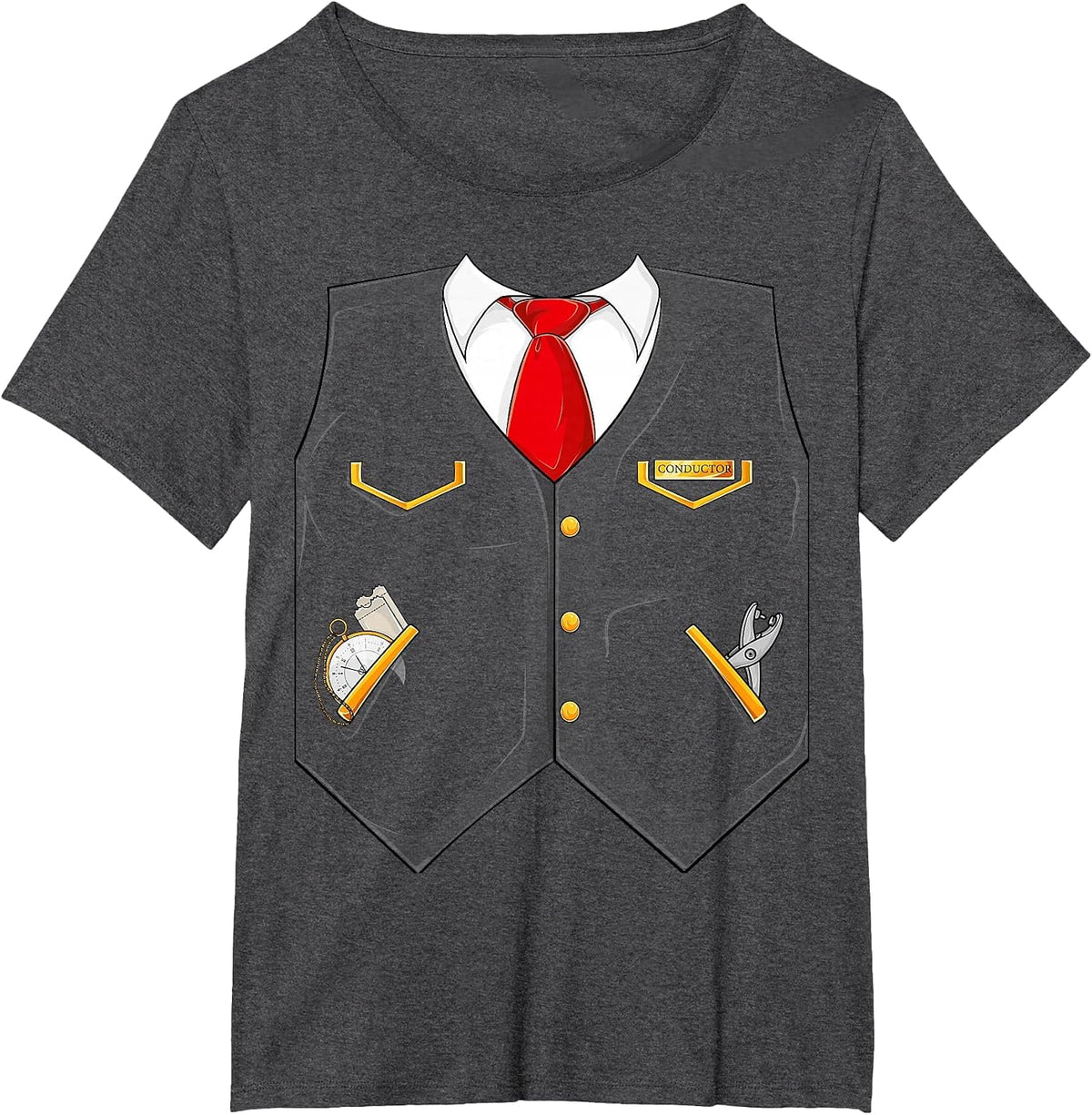 Halloween Train Conductor Costume for Kids Adults Men Women T-Shirt - Dark Heather Grey