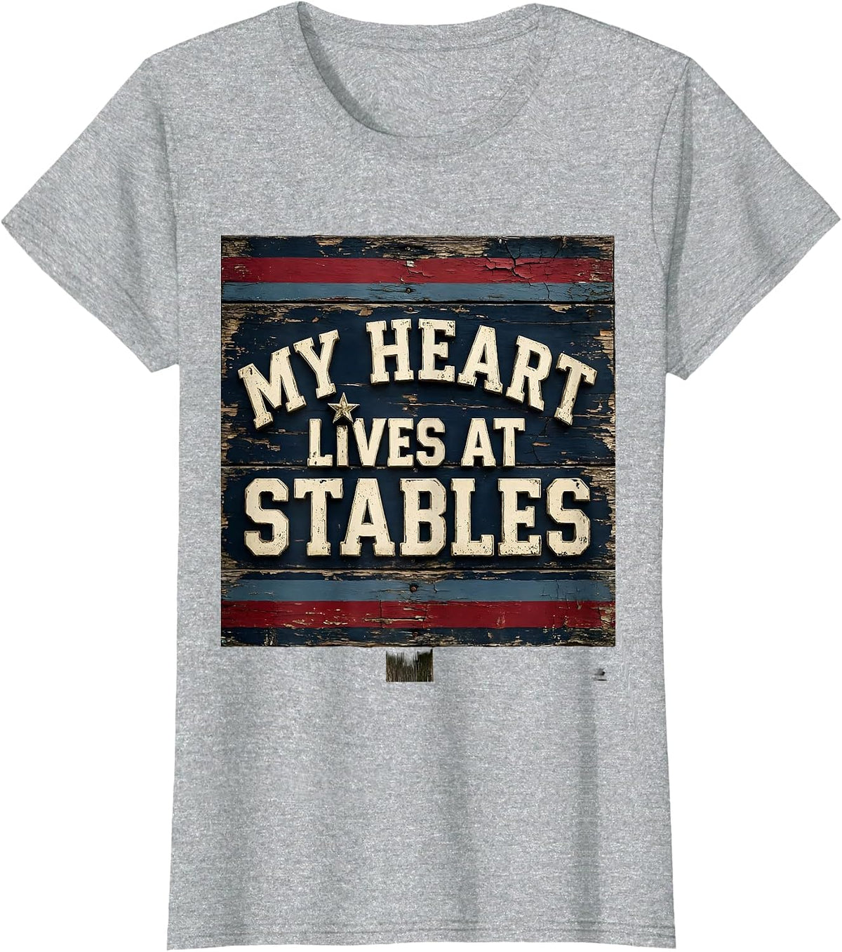 My Heart Lives At Stables Horse Lover Design T-Shirt - Heather Grey