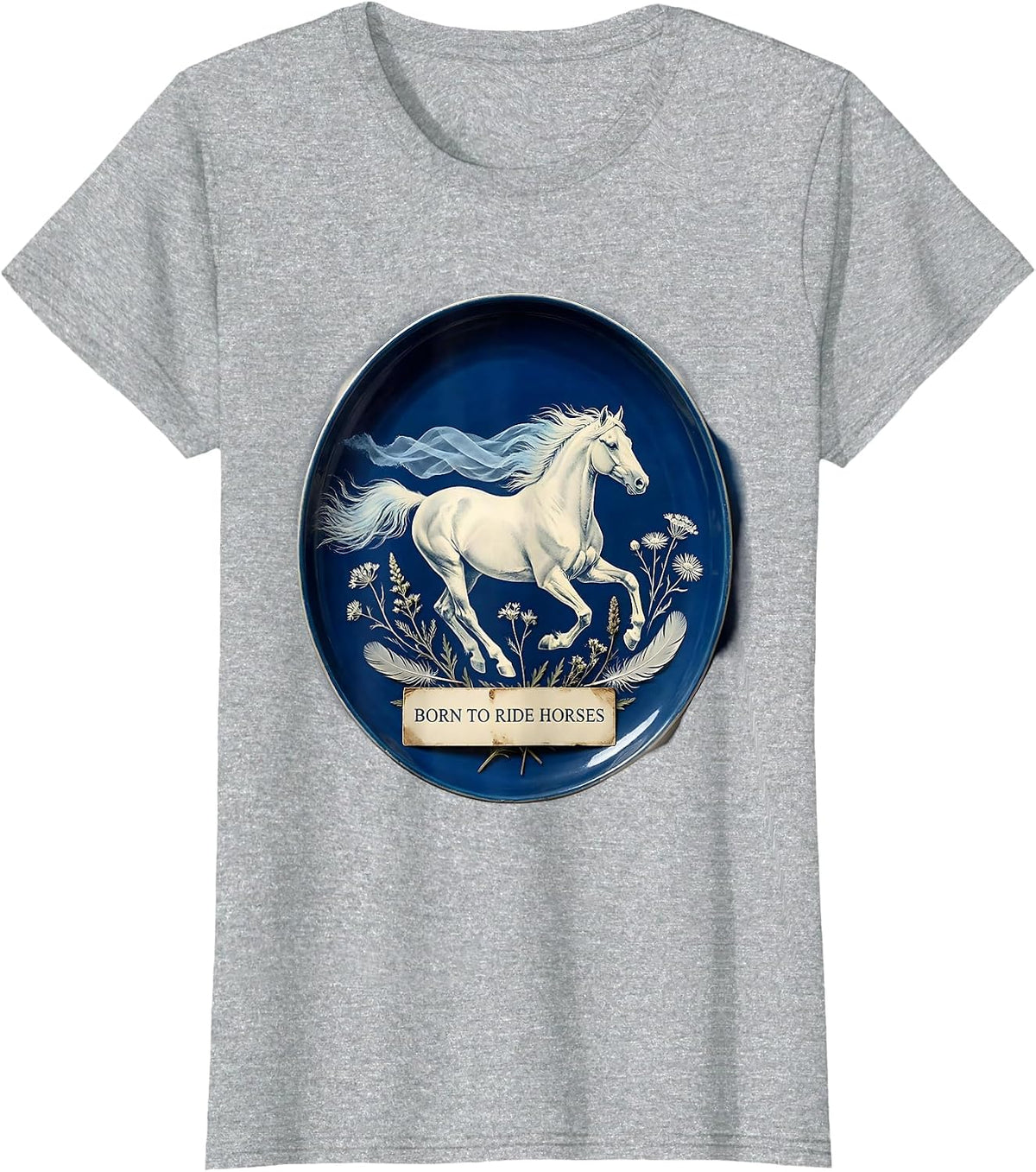 Born to Ride Horses Equestrian Design T-Shirt - Heather Grey