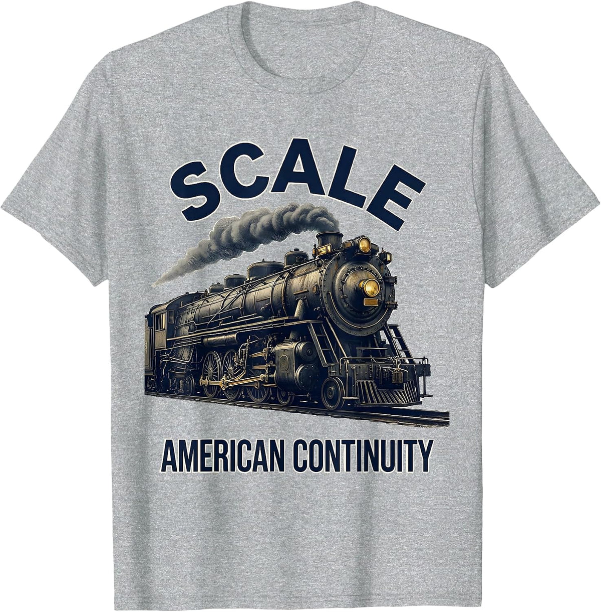 Men's Scale American Continuity Big Boy 4014 Steam Train T-Shirt - Heather Grey