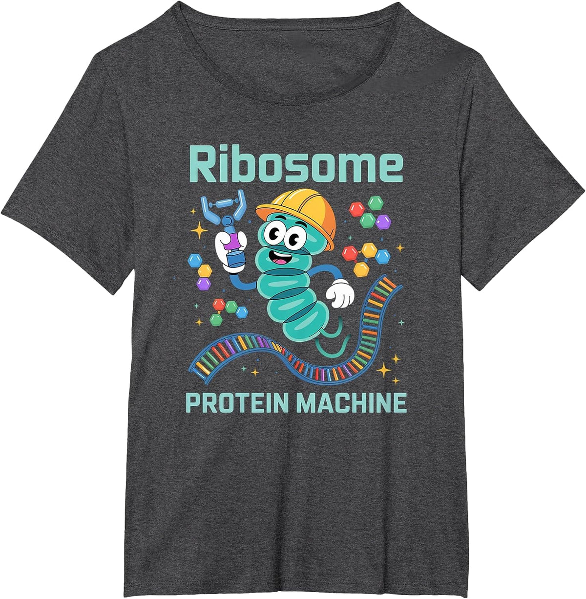 Ribosome, Protein Machine, Funny Science and Biology T-Shirt - Dark Heather Grey