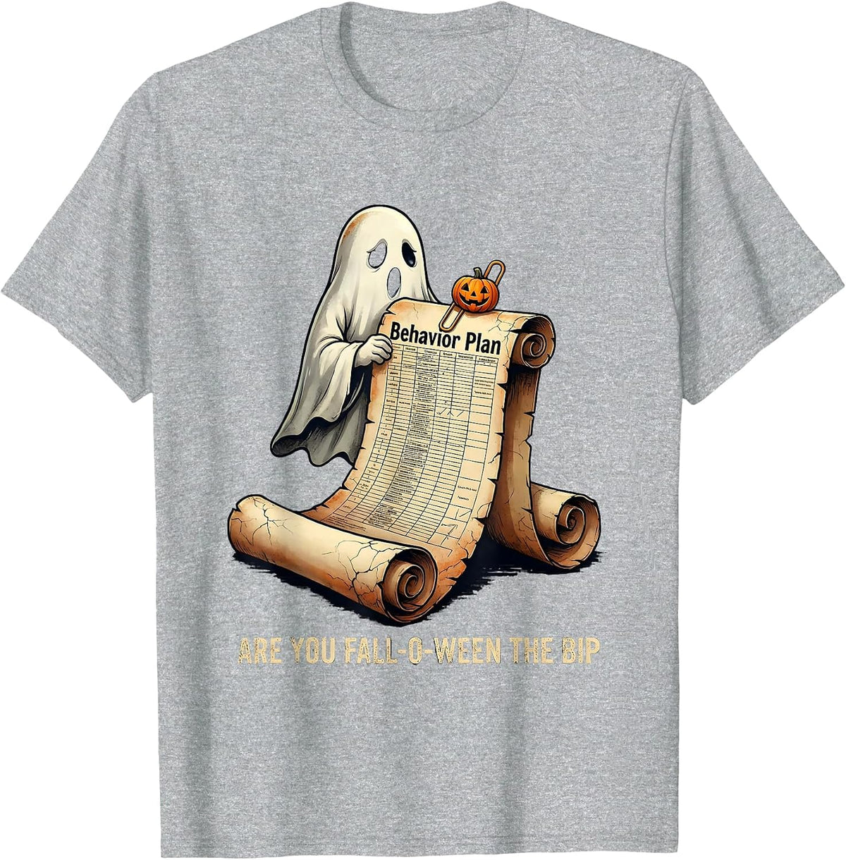 Men's Are You Fall-O-Ween The BIP Distressed Ghost Teacher T-Shirt - Heather Grey