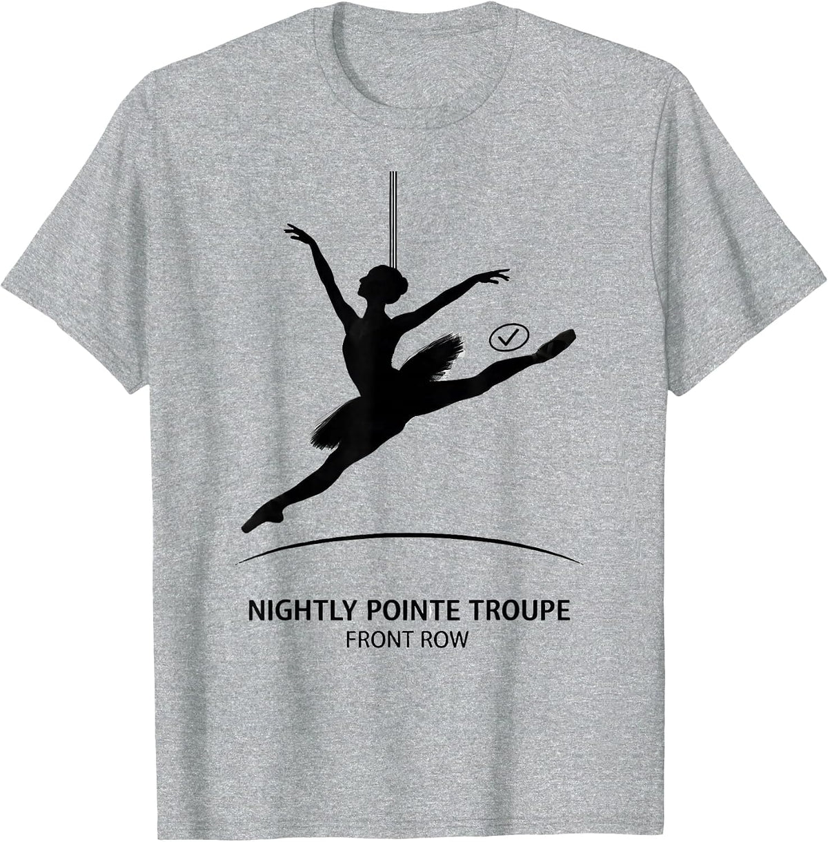 Men's Nightly Pointe Troupe Front Row Skeleton Ballerina Halloween T-Shirt - Heather Grey