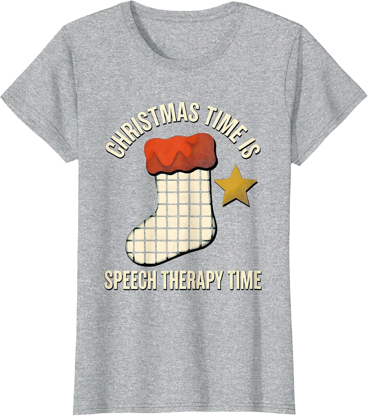 Christmas Time Is Speech Therapy Time Funny SLP Holiday T-Shirt - Heather Grey