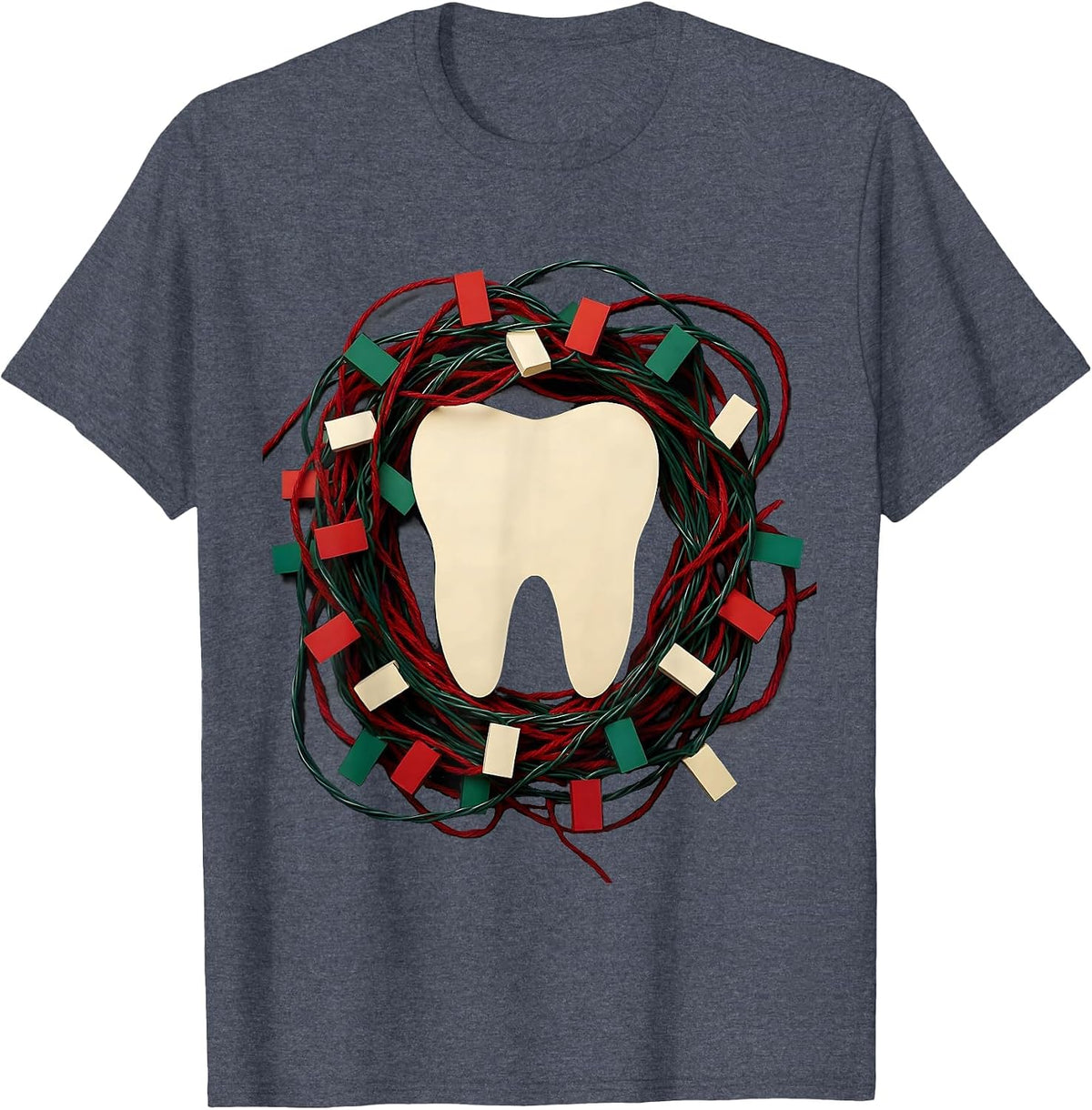 Broad Twin-Root Molar Dental Christmas Humor Dentist Gift T-Shirt - Heather Blue