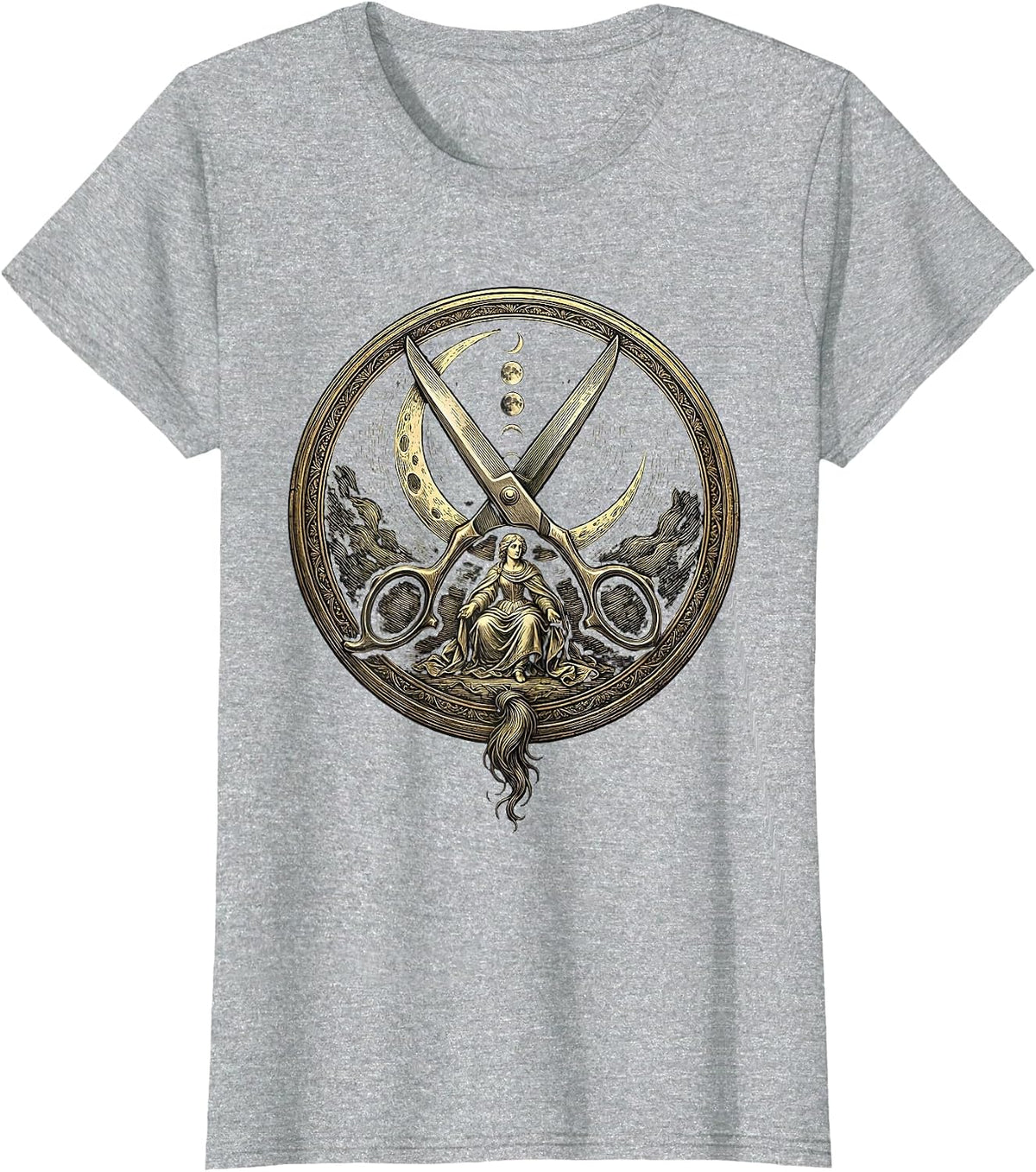 Women's Sealed Medallion Mystic Barber Humor Gift T-Shirt - Heather Grey