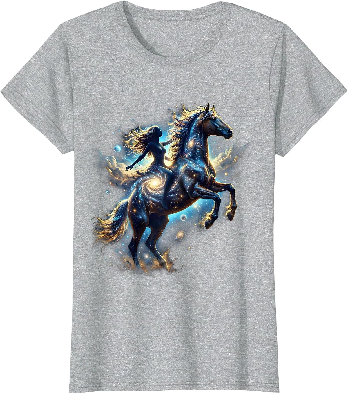 Wild Spirit Equestrian Bareback Rider Graphic T-Shirt - Heather Grey