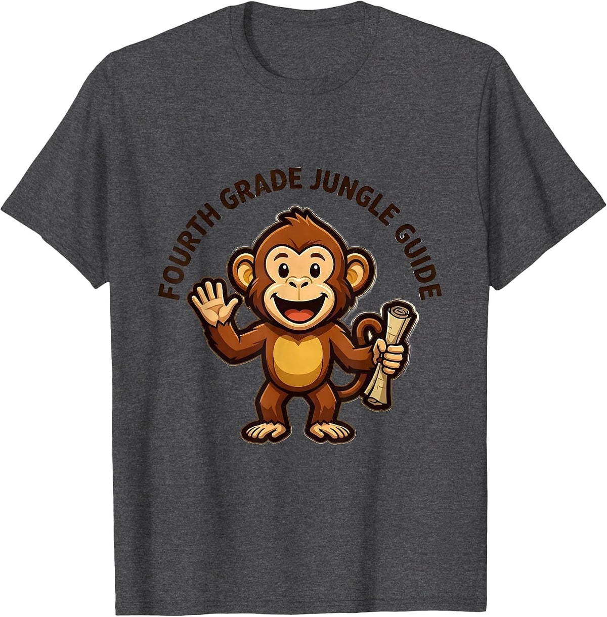 Men's Fourth Grade Jungle Guide Wild About Teaching Animal Print T-Shirt - Dark Heather Grey