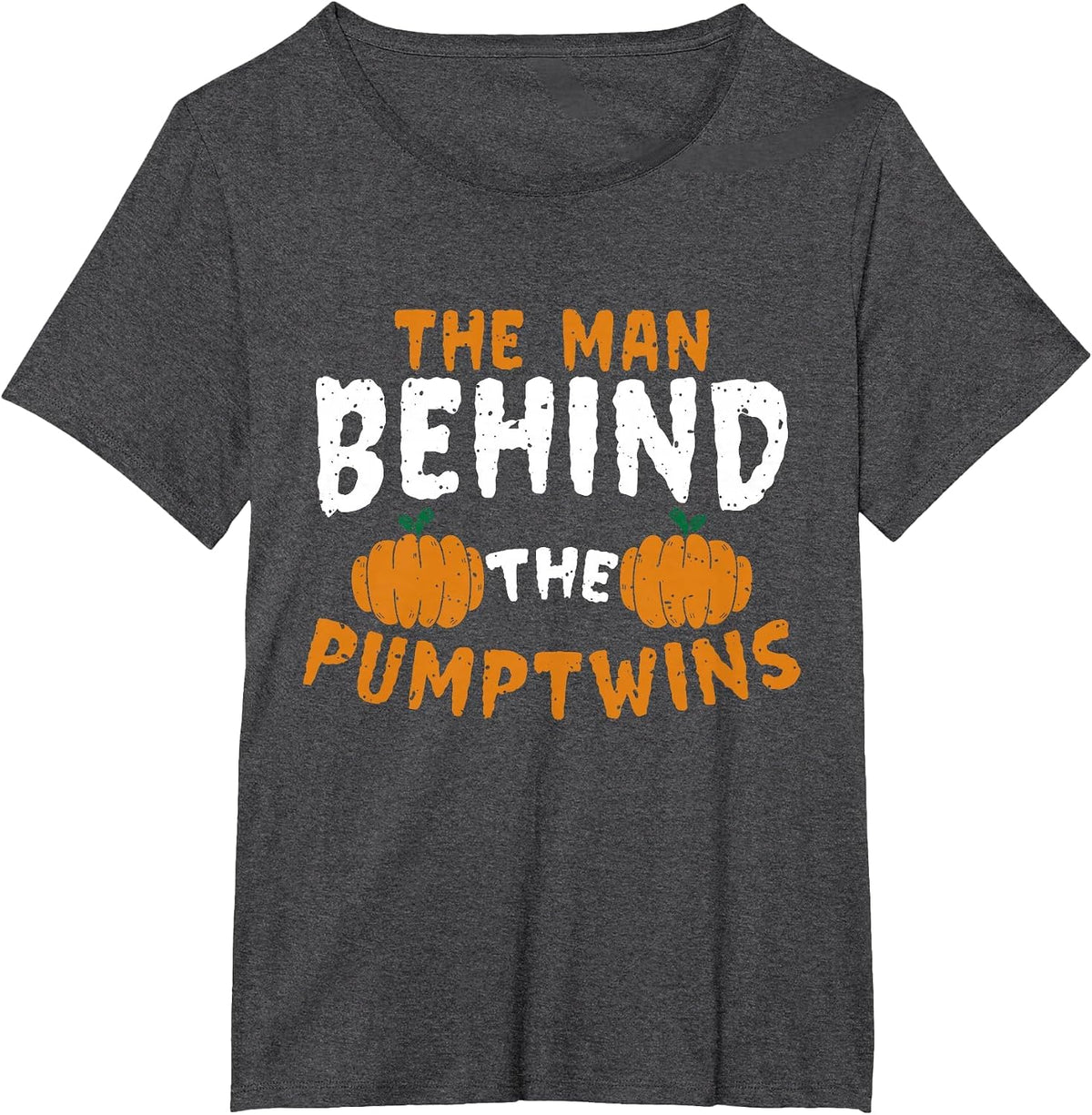 Halloween Twin Pregnancy for Men Expecting Pumpkin Costume T-Shirt - Dark Heather Grey