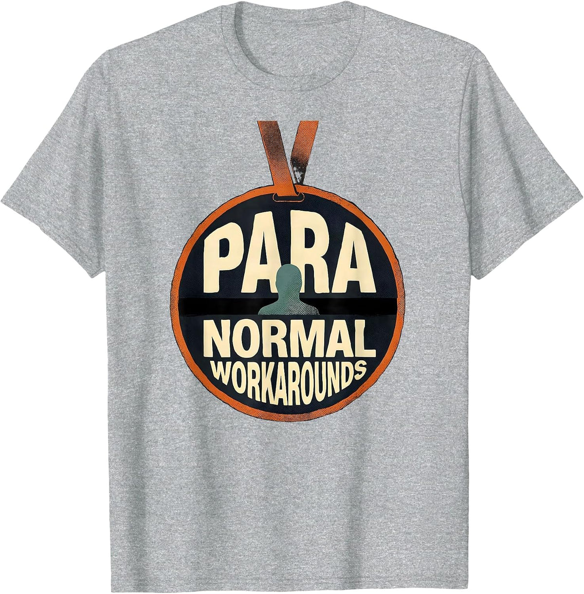 Men's Para Normal Workarounds Playful Ghost Halloween T-Shirt - Heather Grey