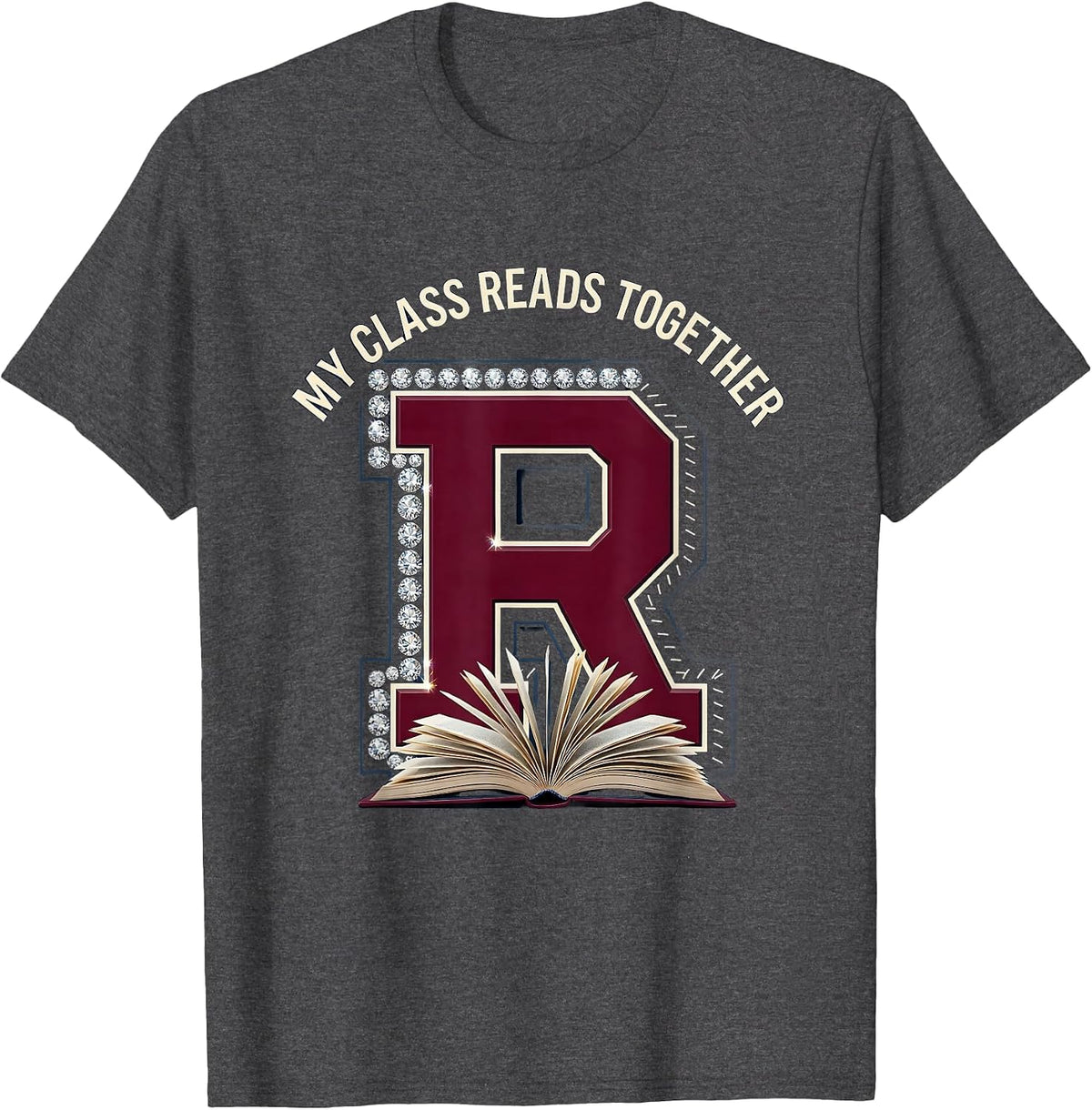 Men's My Class Reads Together Book Lover Teacher Design T-Shirt - Dark Heather Grey