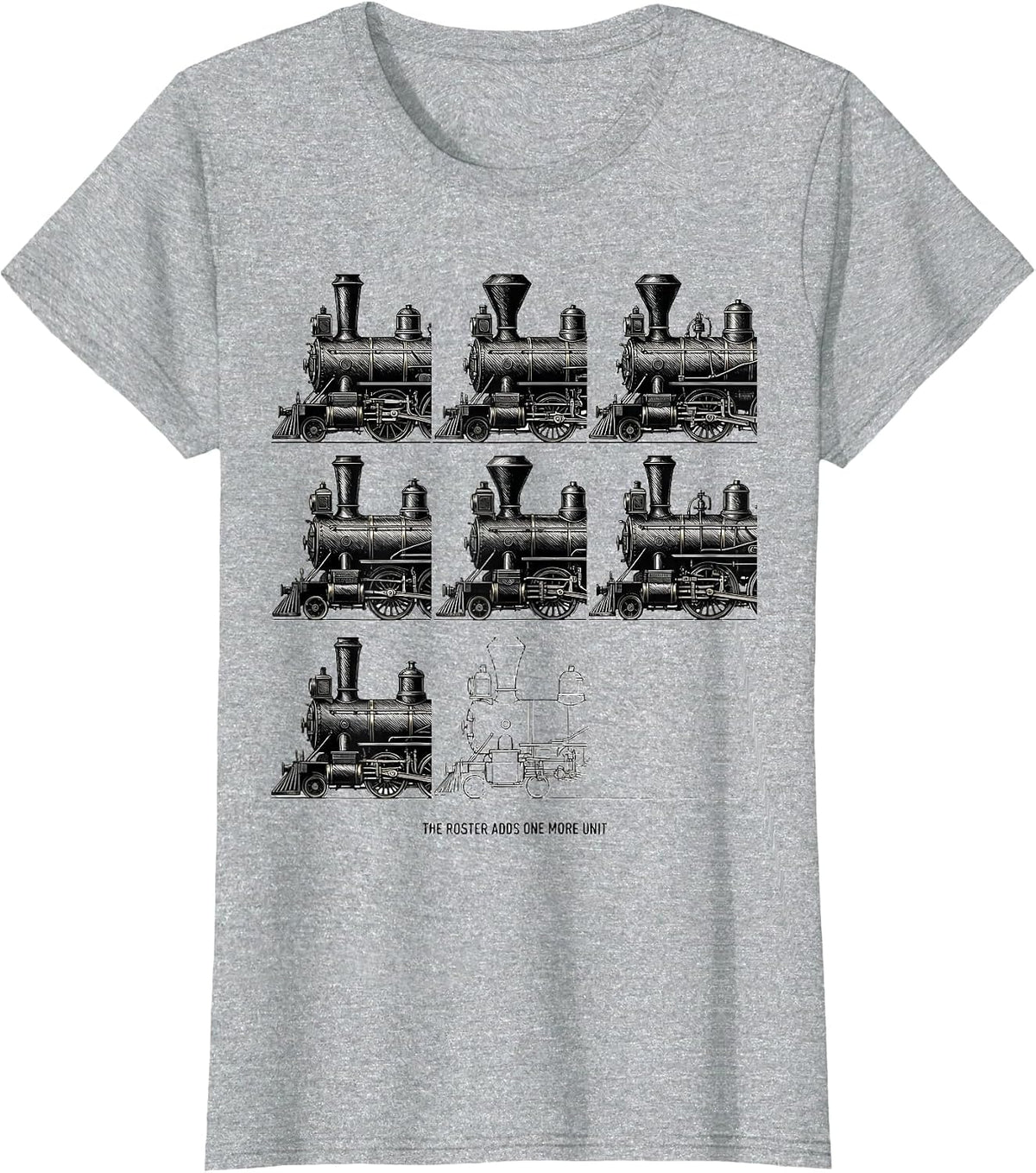 The Roster Adds One More Unit Funny Train Enthusiast Model T-Shirt - Heather Grey