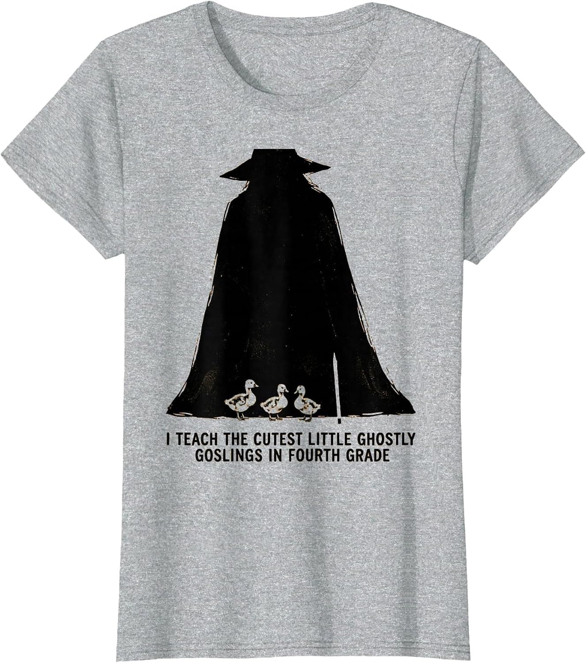 I Teach The Cutest Little Ghostly Goslings In Fourth Grade T-Shirt - Heather Grey