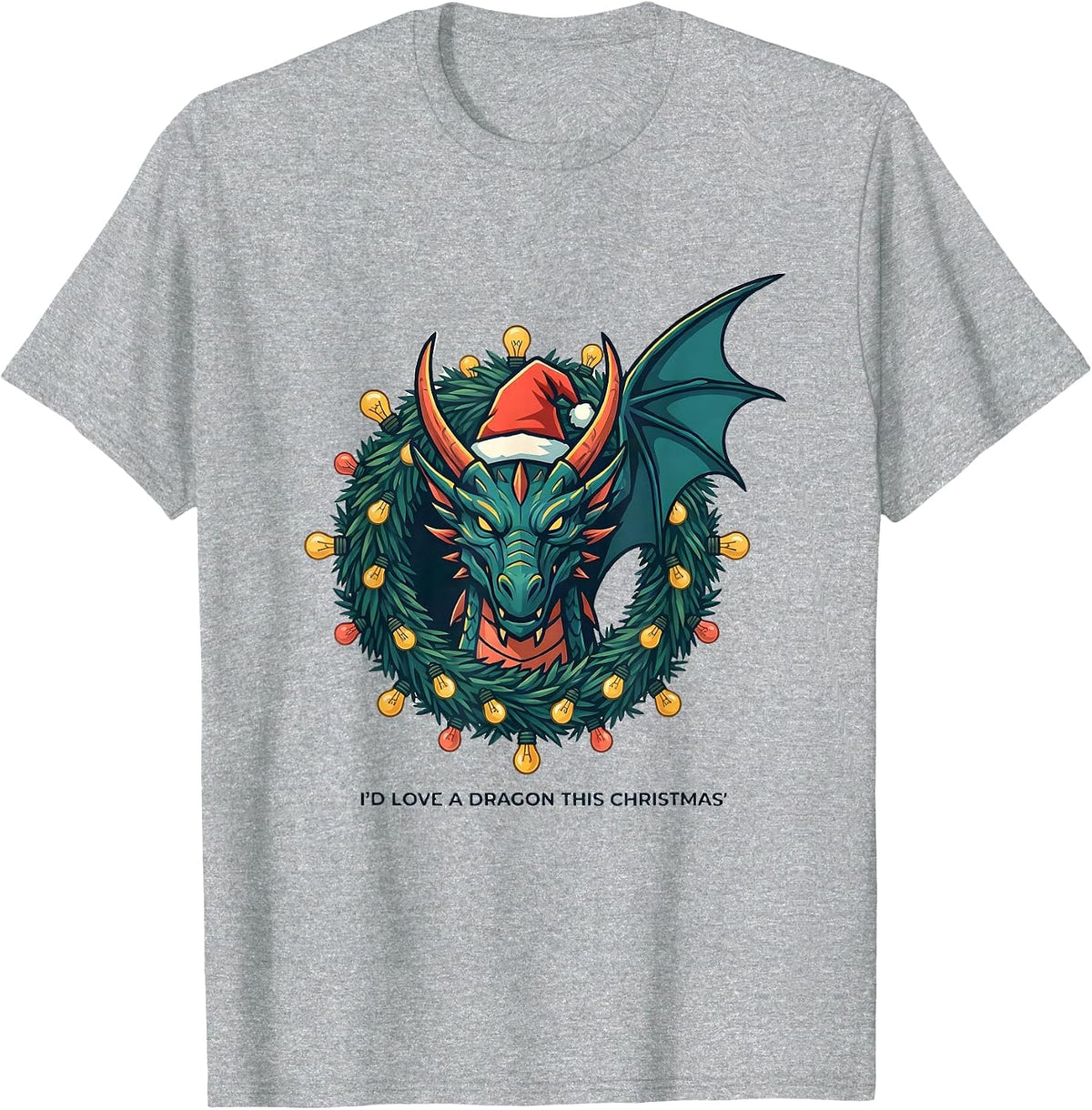 Men's I’d Love A Dragon This Christmas Funny Fantasy Dragon Lover T-Shirt - Heather Grey