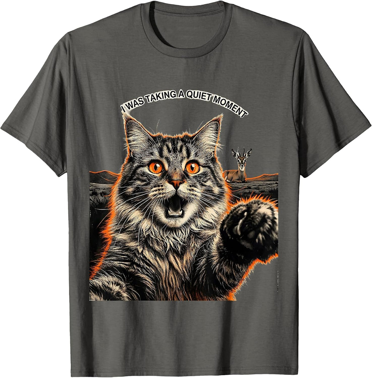 I Was Taking A Quiet Moment Funny Norwegian Forest Cat Alien T-Shirt - Asphalt Grey