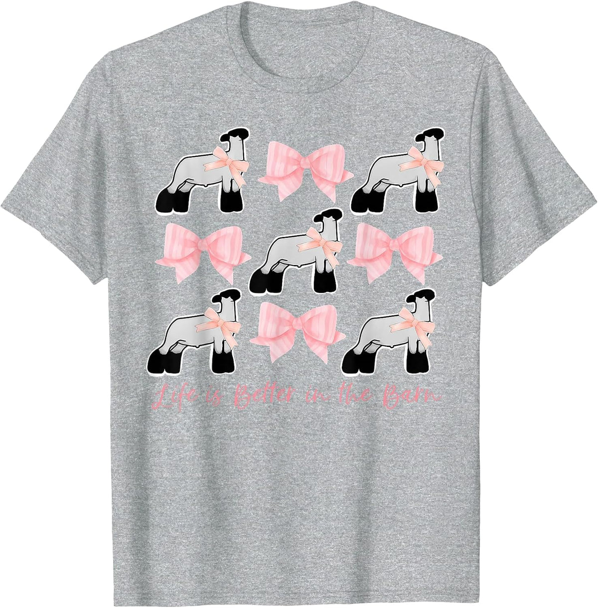 Coquette Bow Show Lamb Breeder Stock Show Mom Livestock T-Shirt - Heather Grey