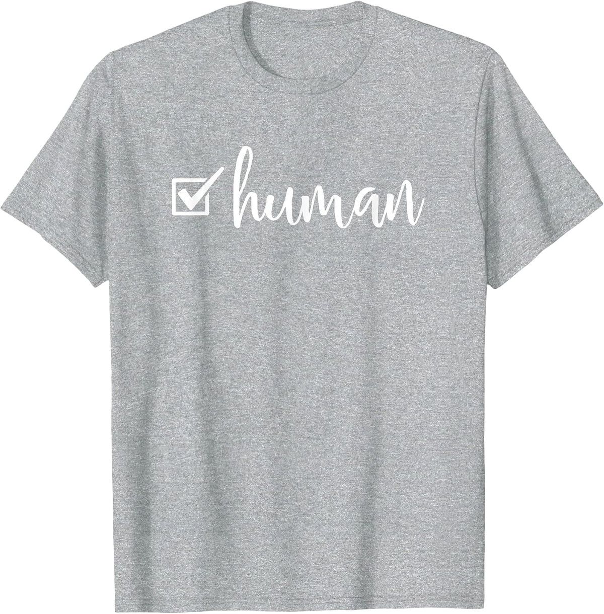 Human Checkmark Inspirational Motivational Novelty Art T-Shirt - Heather Grey