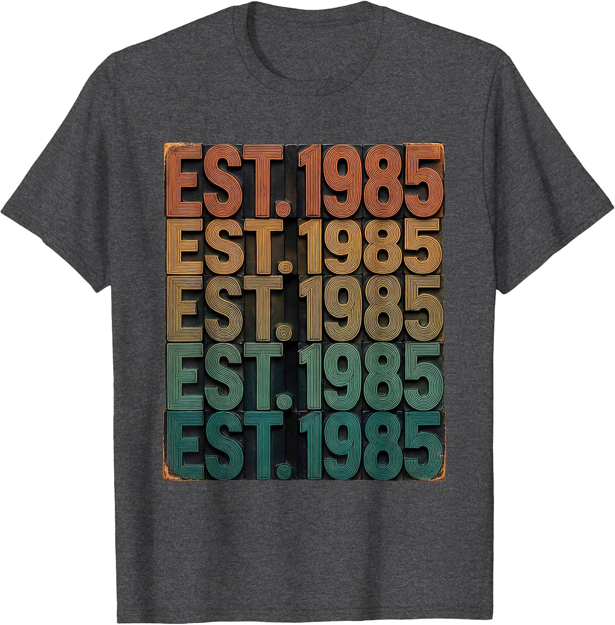 Men's EST. 1985 Retro Vintage Wordmark Nostalgia T-Shirt - Dark Heather Grey