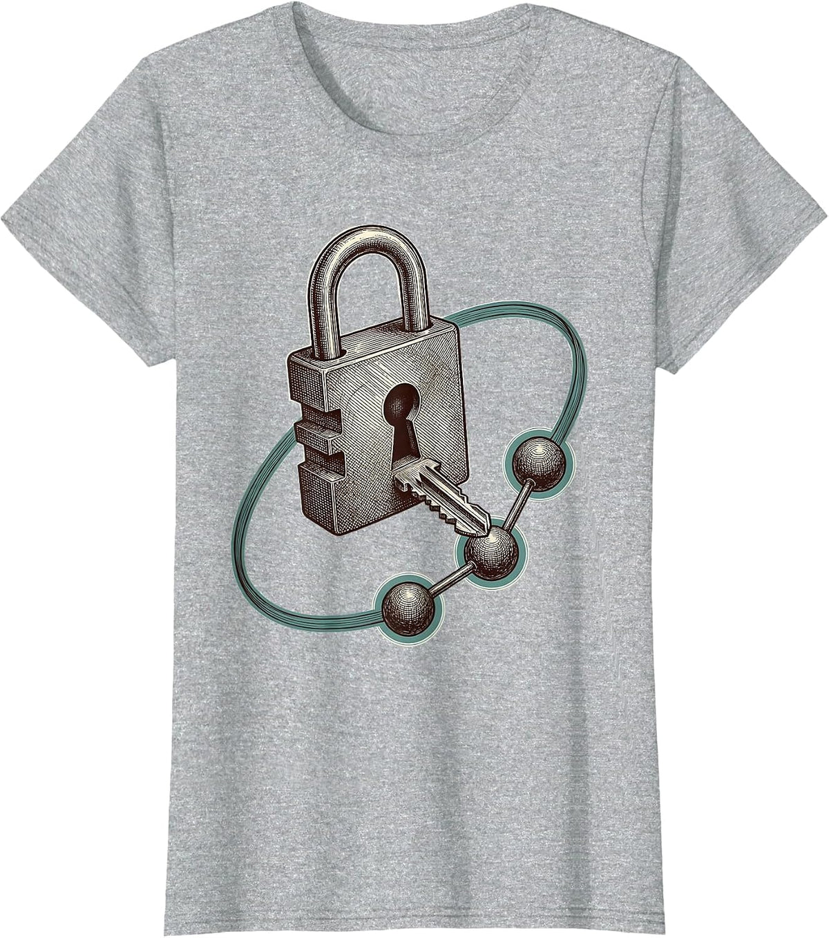 Periodic Table Key Molecular Lock Nerdy Science Humor T-Shirt - Heather Grey