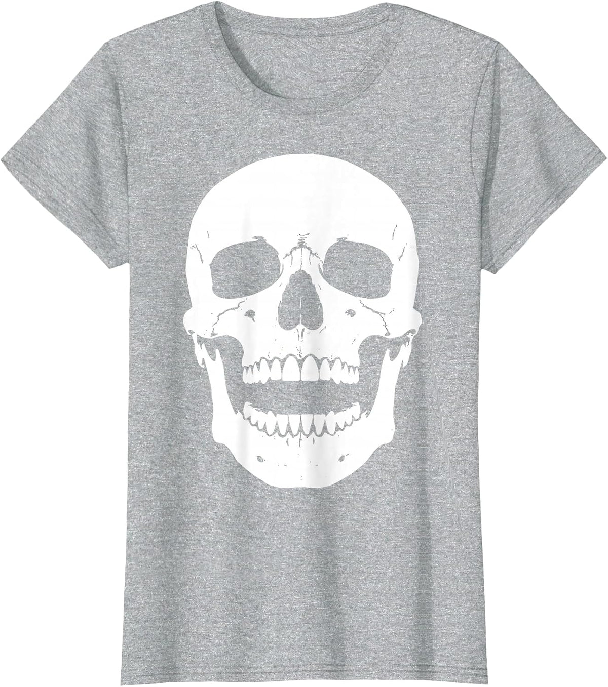 Halloween Skull Gleaming Smile Dental Design T-Shirt - Heather Grey