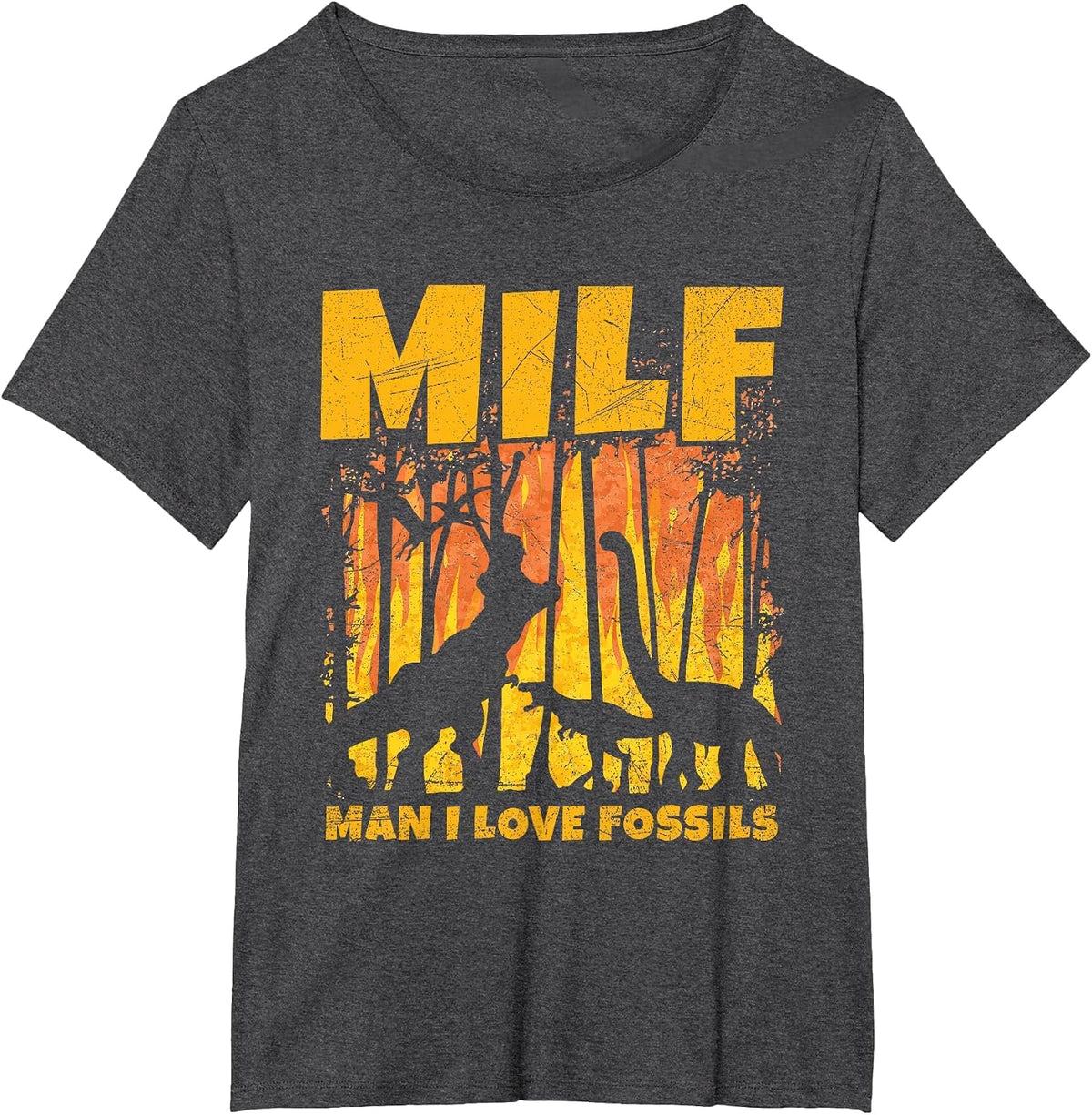 Milf - Man I Love Fossils Design for a Paleontologist T-Shirt - Dark Heather Grey