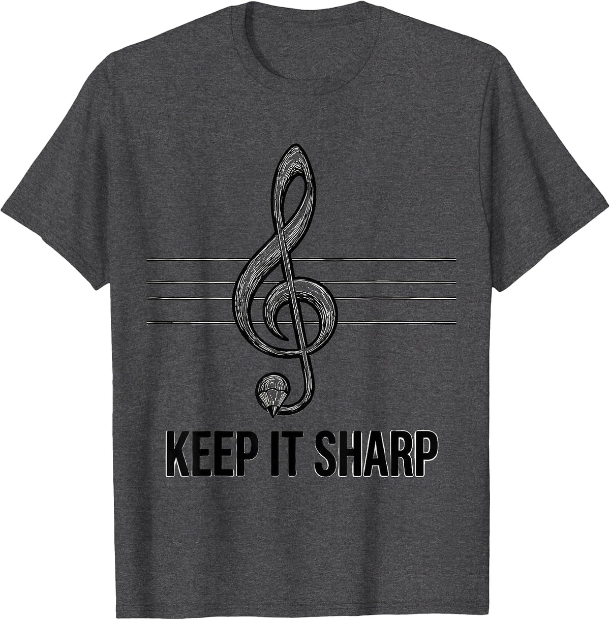 Keep It Sharp Funny Musician Instrument Humor T-Shirt - Dark Heather Grey