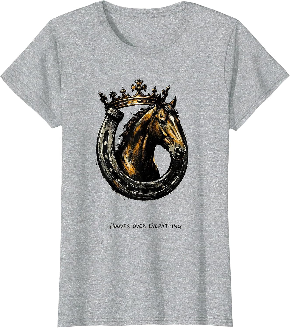 Hooves Over Everything Horse Lover Design T-Shirt - Heather Grey