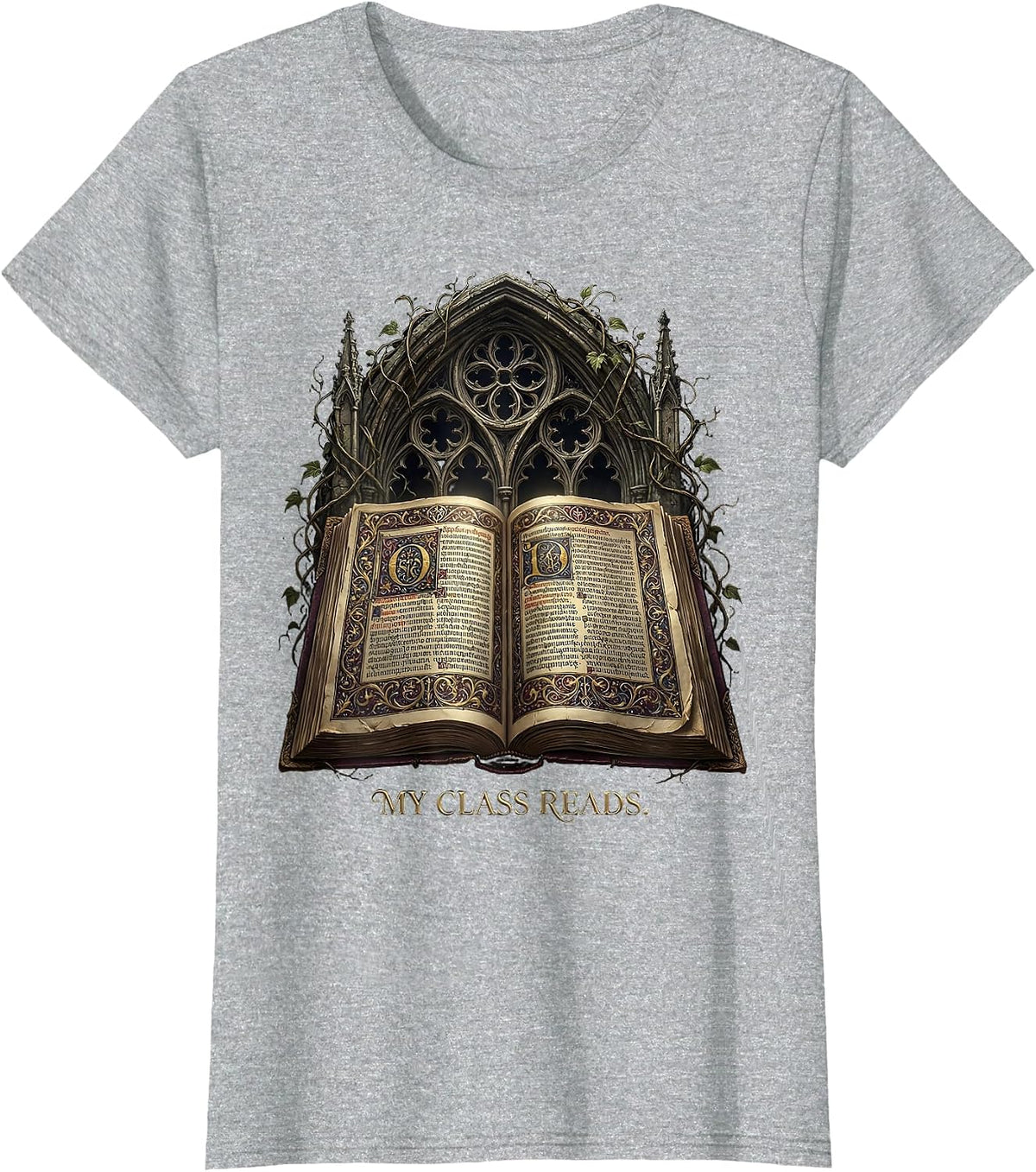 My Class Reads Reading Teacher Design T-Shirt - Heather Grey